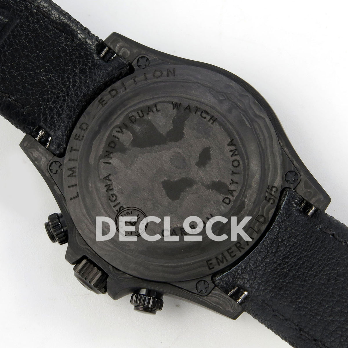 Rolex Daytona Custom DIW Carbon Black White Dial Black Nylon N6F DD4801 replica - caseback