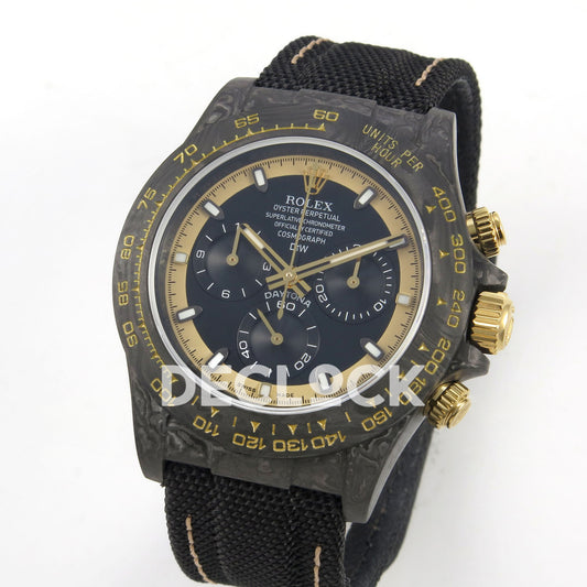 Rolex Daytona Custom DIW Carbon Blue Dial Black Nylon N6F DD4801 replica - angled front