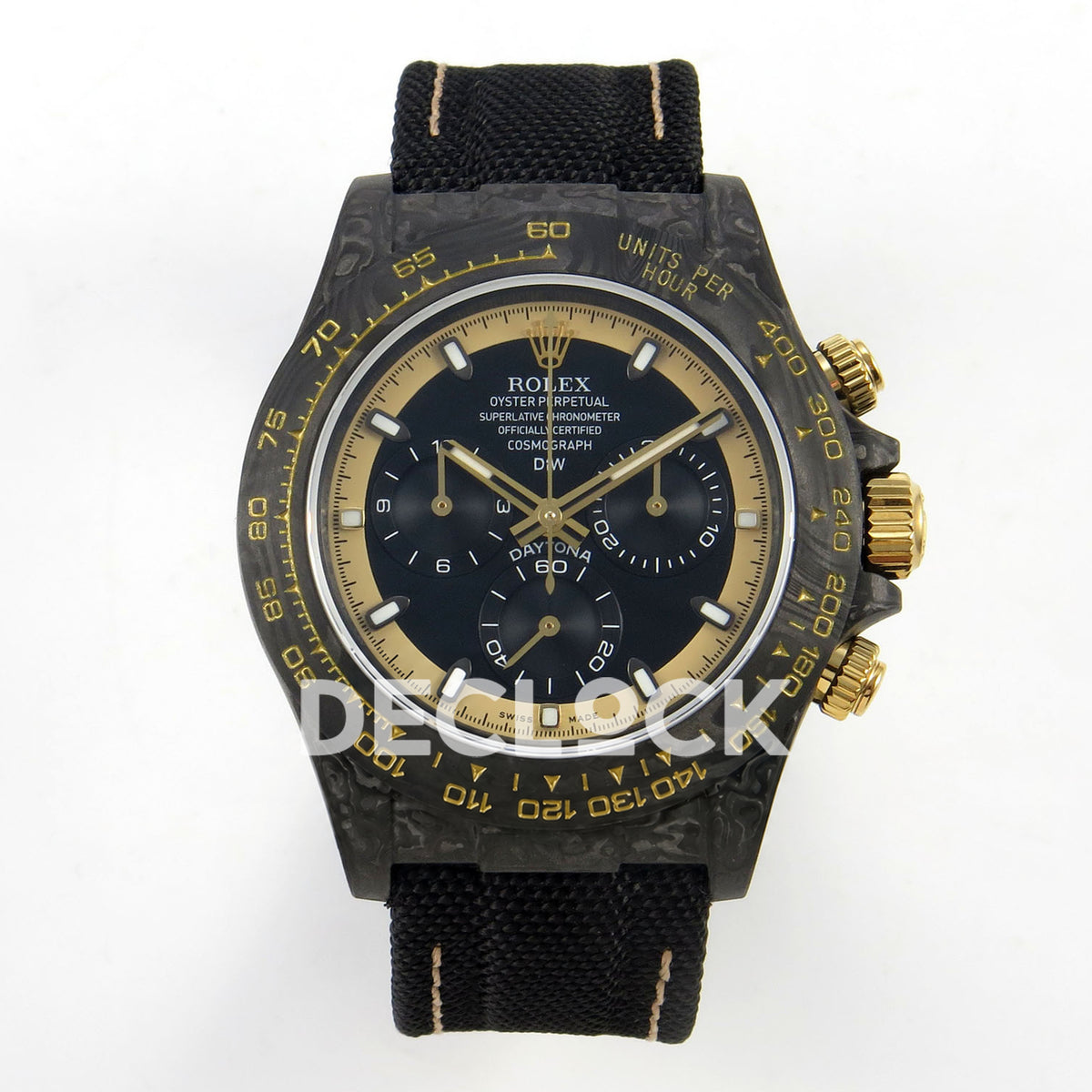Rolex Daytona Custom DIW Carbon Blue Dial Black Nylon N6F DD4801 replica - front