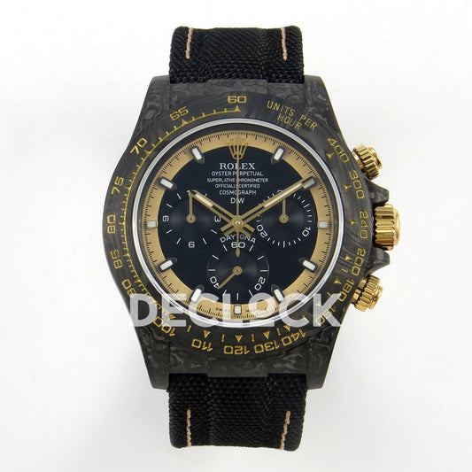 Rolex Daytona Custom DIW Carbon Blue Dial Black Nylon N6F DD4801 replica - front
