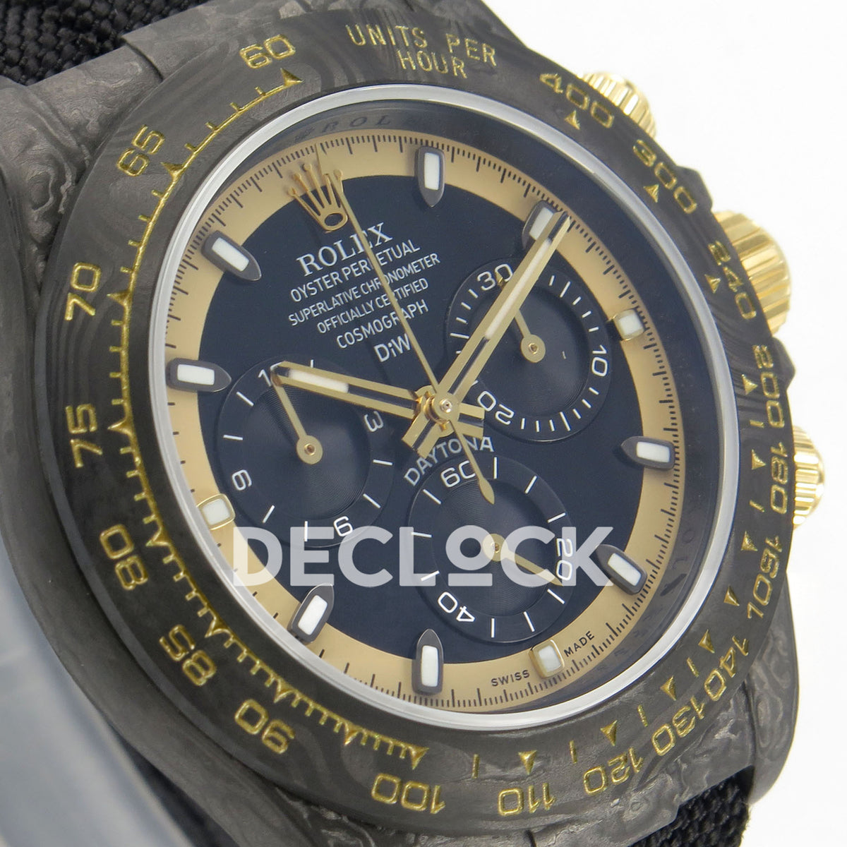 Rolex Daytona Custom DIW Carbon Blue Dial Black Nylon N6F DD4801 replica - opposite front