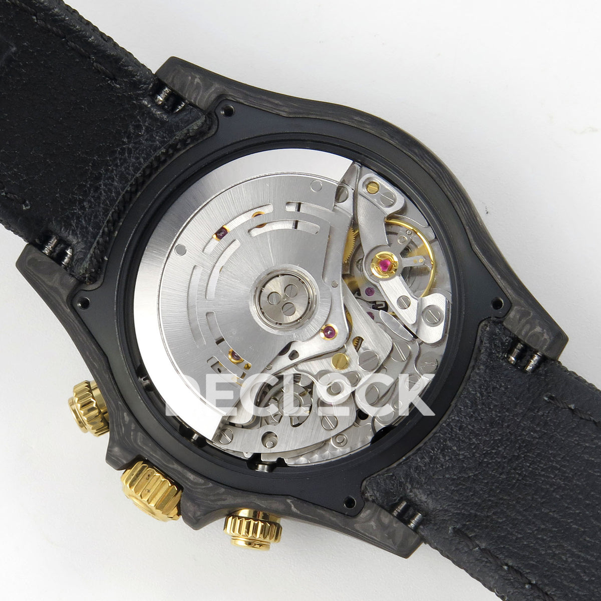 Rolex Daytona Custom DIW Carbon Blue Gold Dial Black Nylon N6F DD4801 replica - open caseback