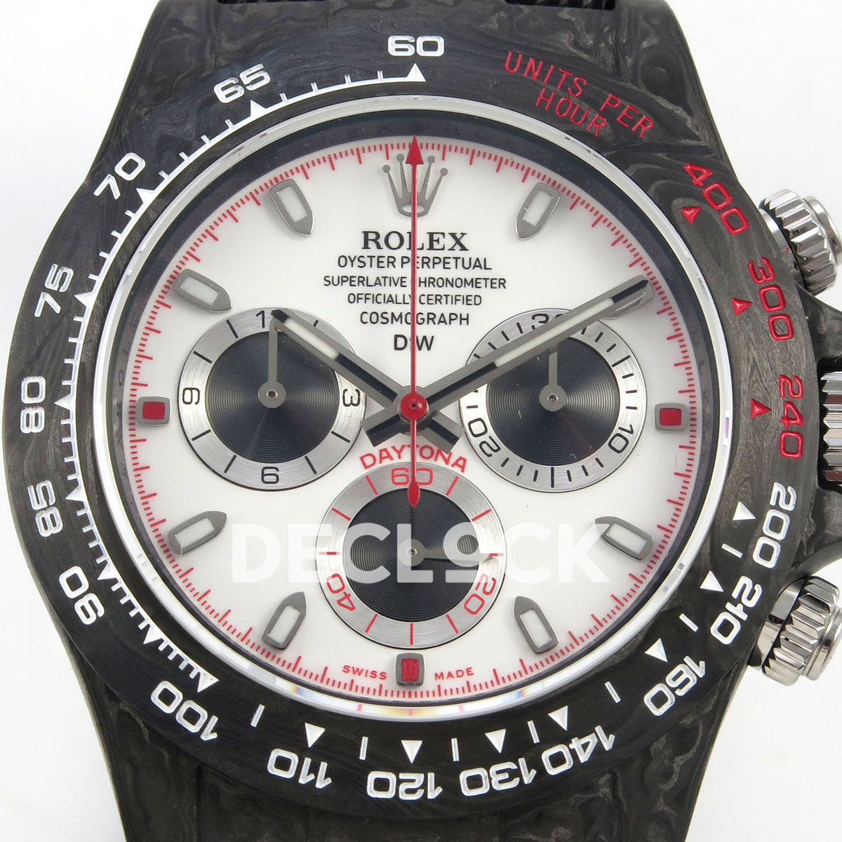 Rolex Daytona Custom DIW Carbon White Dial Black Nylon N6F DD4801 replica - dial close up