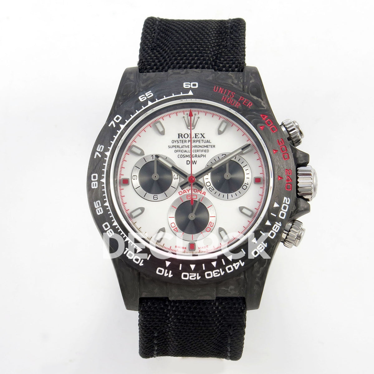 Rolex Daytona Custom DIW Carbon White Dial Black Nylon N6F DD4801 replica - front