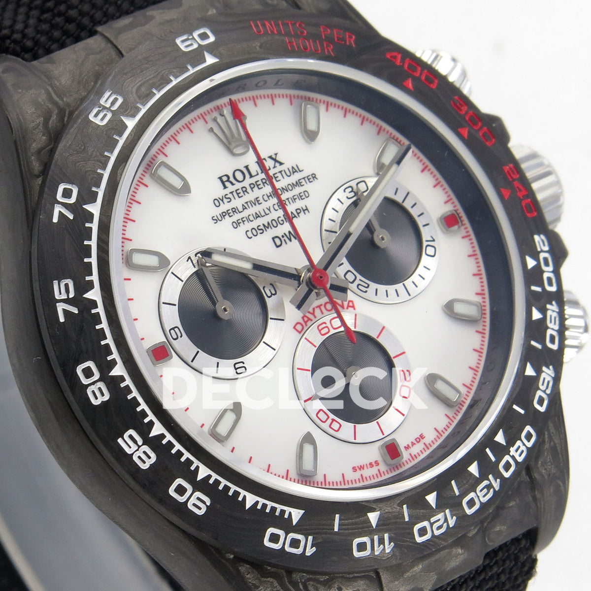 Rolex Daytona Custom DIW Carbon White Dial Black Nylon N6F DD4801 replica - opposite front
