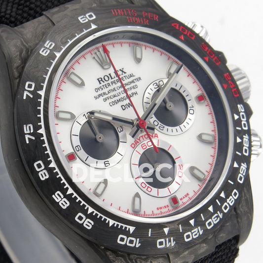 Rolex Daytona Custom DIW Carbon White Dial Black Nylon N6F DD4801 replica - opposite front