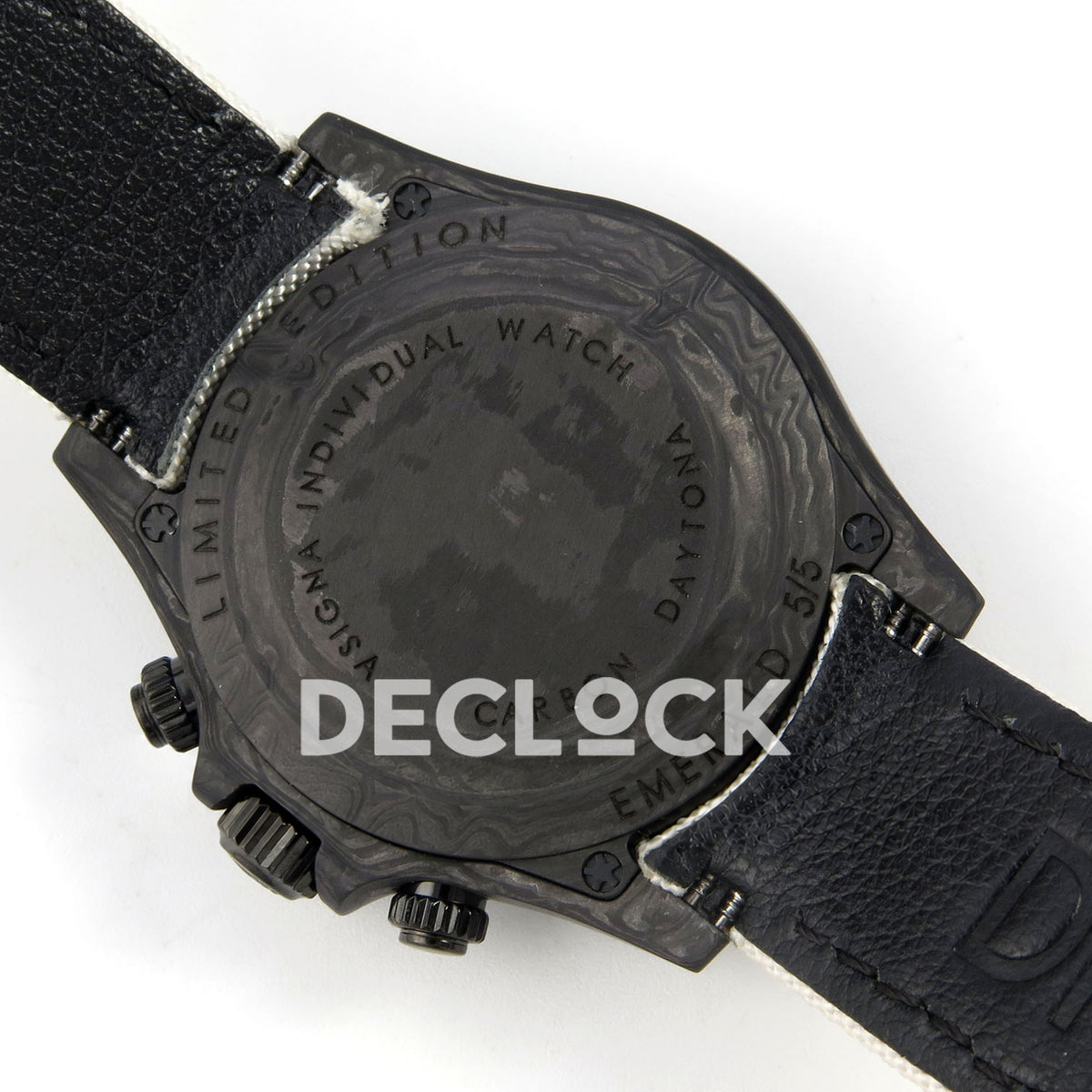 Rolex Daytona Custom DIW Carbon White Dial White Nylon N6F DD4801 replica - caseback