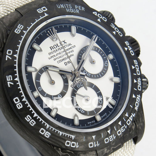 Rolex Daytona Custom DIW Carbon White Dial White Nylon N6F DD4801 replica - opposite front