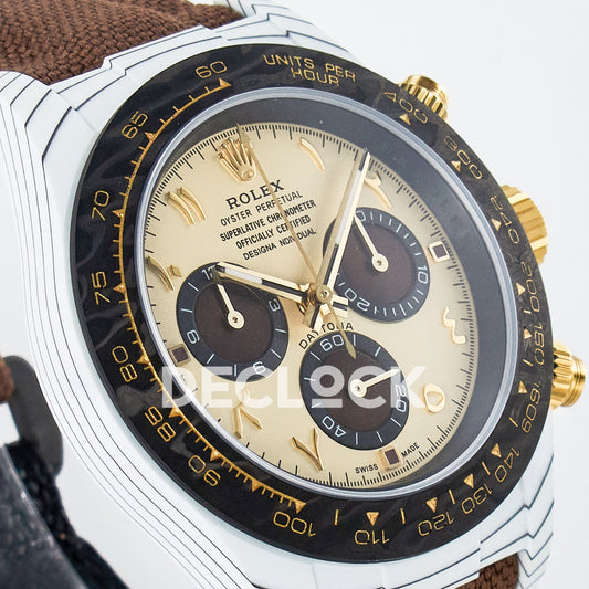 Rolex Daytona Custom DIW Desert Eagle White Carbon Brown Strap DIWF SH4130 replica - angled right