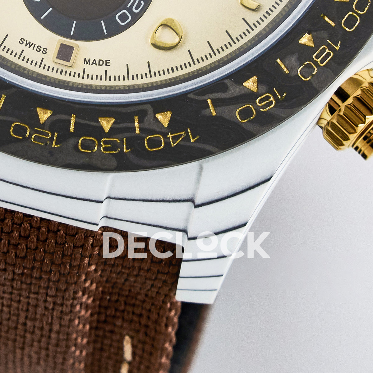 Rolex Daytona Custom DIW Desert Eagle White Carbon Brown Strap DIWF SH4130 replica - case lug