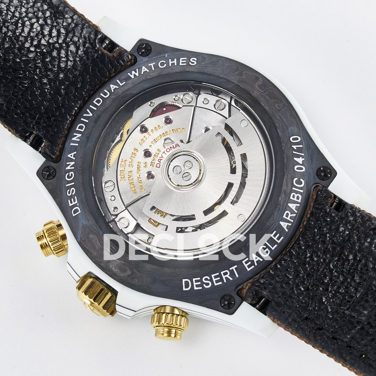 Rolex Daytona Custom DIW Desert Eagle White Carbon Brown Strap DIWF SH4130 replica - caseback