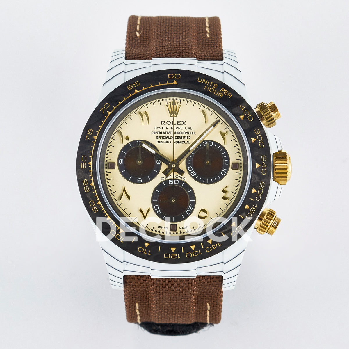 Rolex Daytona Custom DIW Desert Eagle White Carbon Brown Strap DIWF SH4130 replica - front