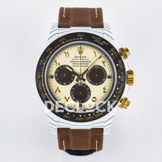 Rolex Daytona Custom DIW Desert Eagle White Carbon Brown Strap DIWF SH4130 replica - front