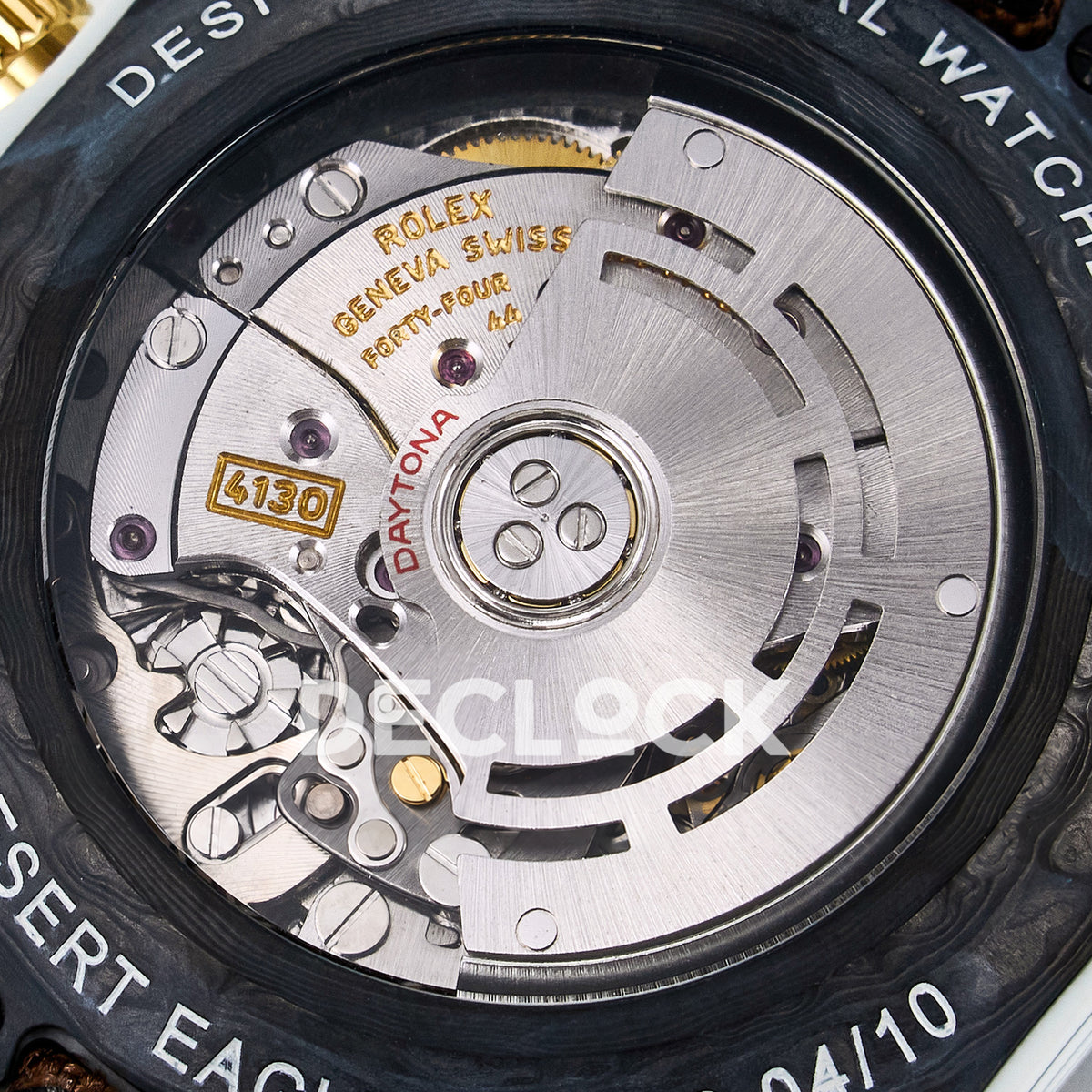 Rolex Daytona Custom DIW Desert Eagle White Carbon Brown Strap DIWF SH4130 replica - movement bridge