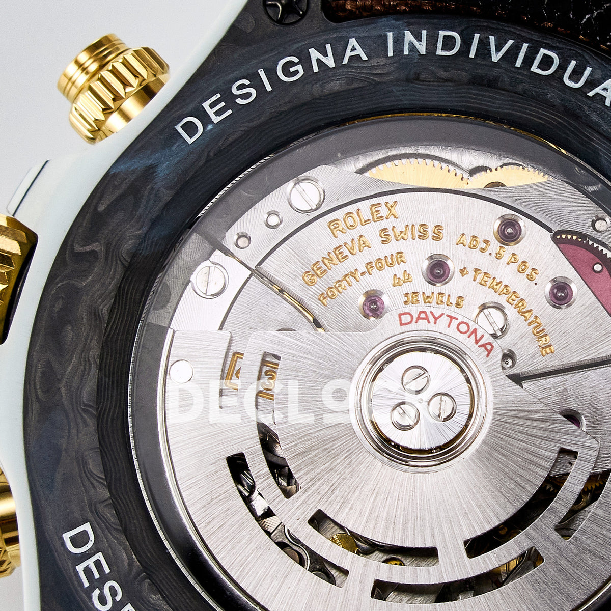 Rolex Daytona Custom DIW Desert Eagle White Carbon Brown Strap DIWF SH4130 replica - movement close up