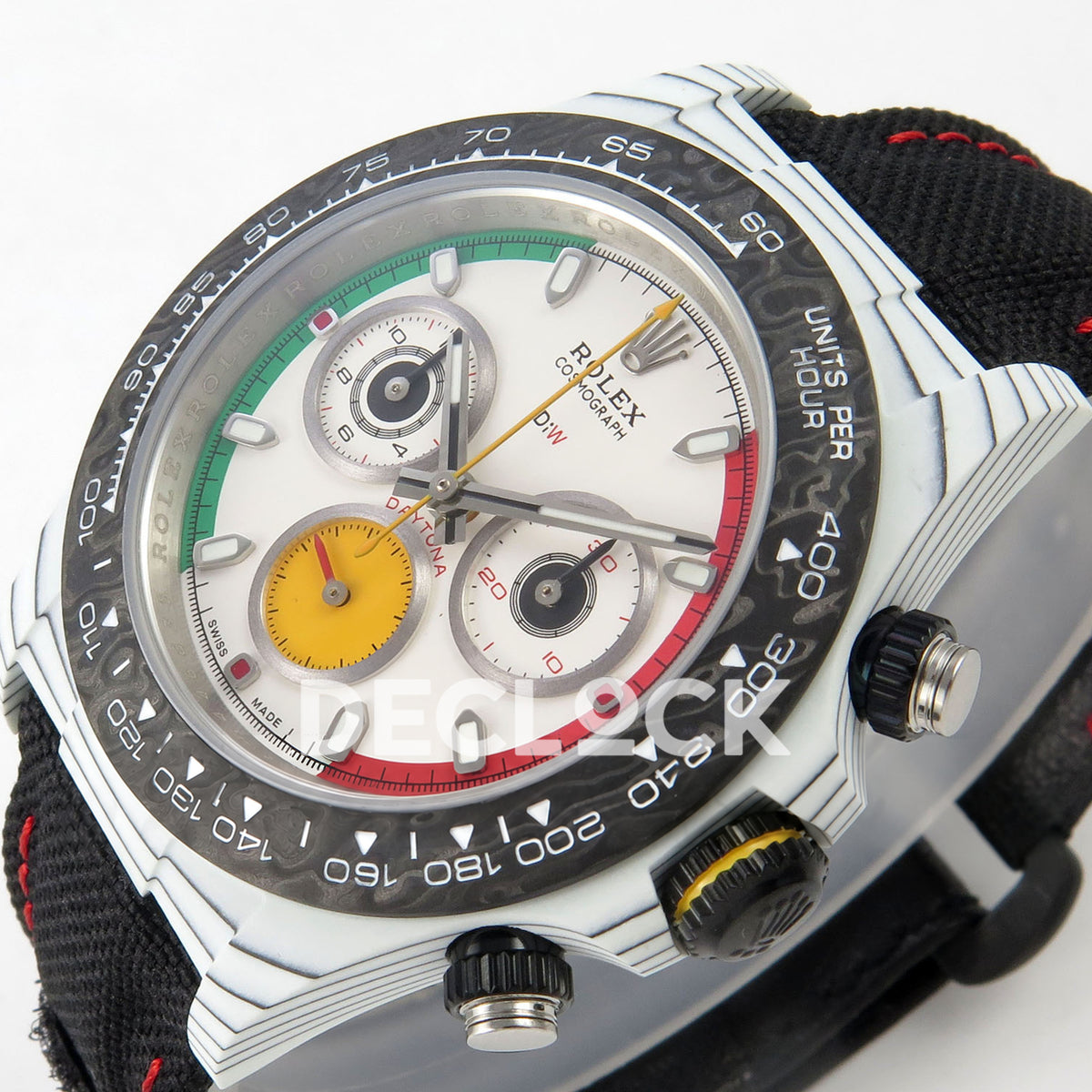Rolex Daytona Custom DIW Ferrari White Dial DIWF DD4801 replica - crown side front