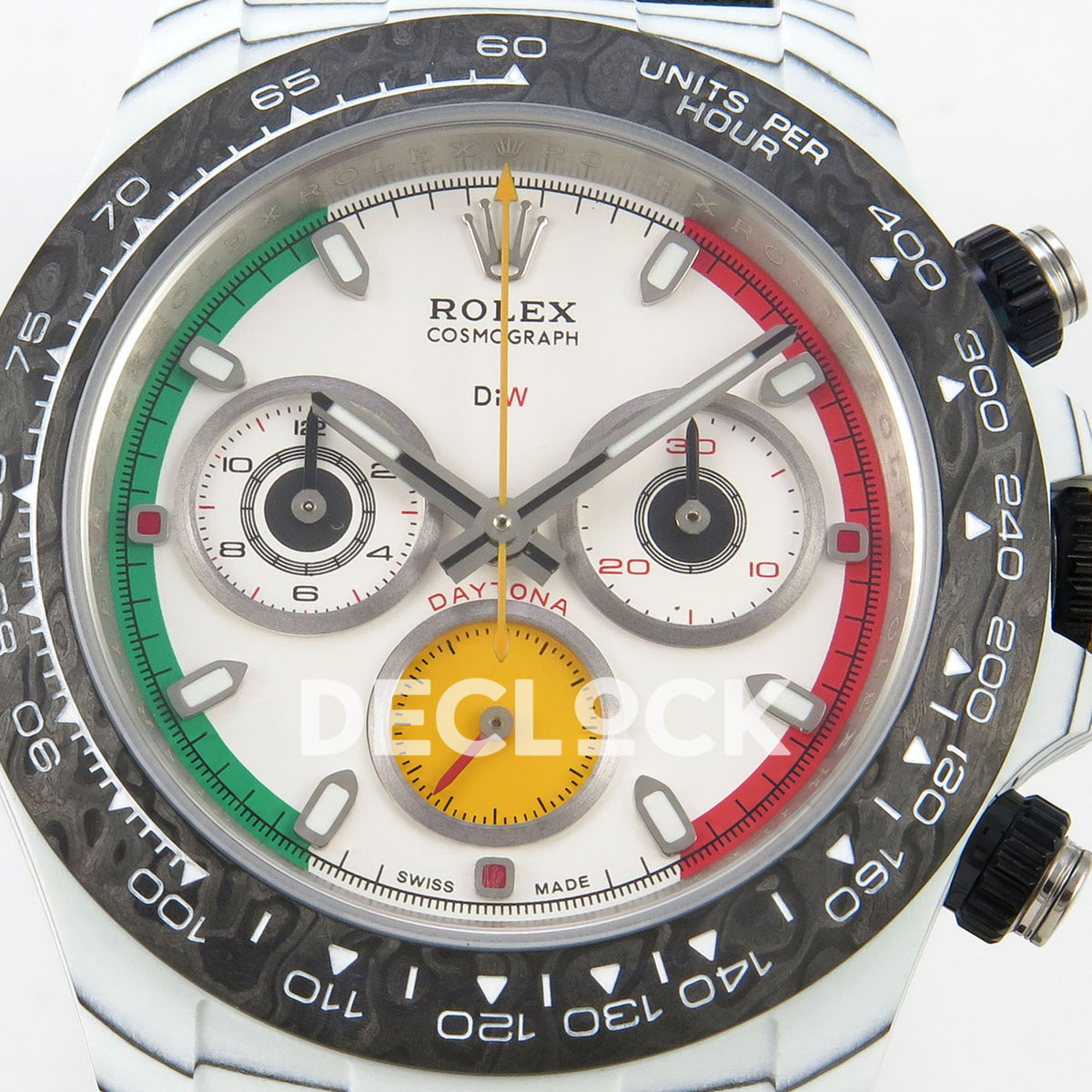Rolex Daytona Custom DIW Ferrari White Dial DIWF DD4801 replica - dial close up