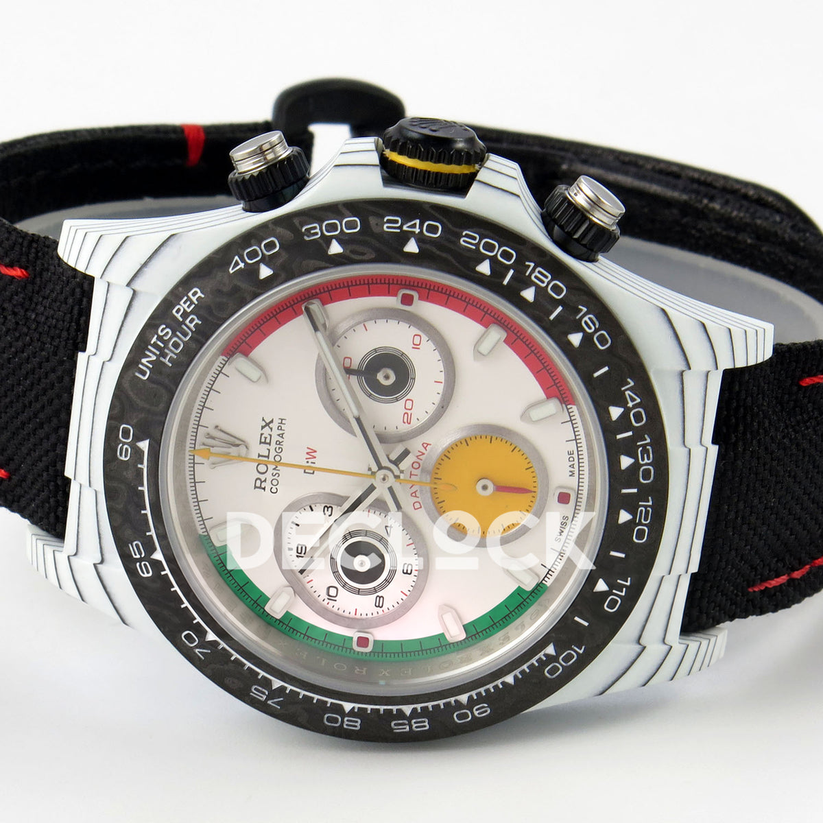 Rolex Daytona Custom DIW Ferrari White Dial DIWF DD4801 replica - rotated front