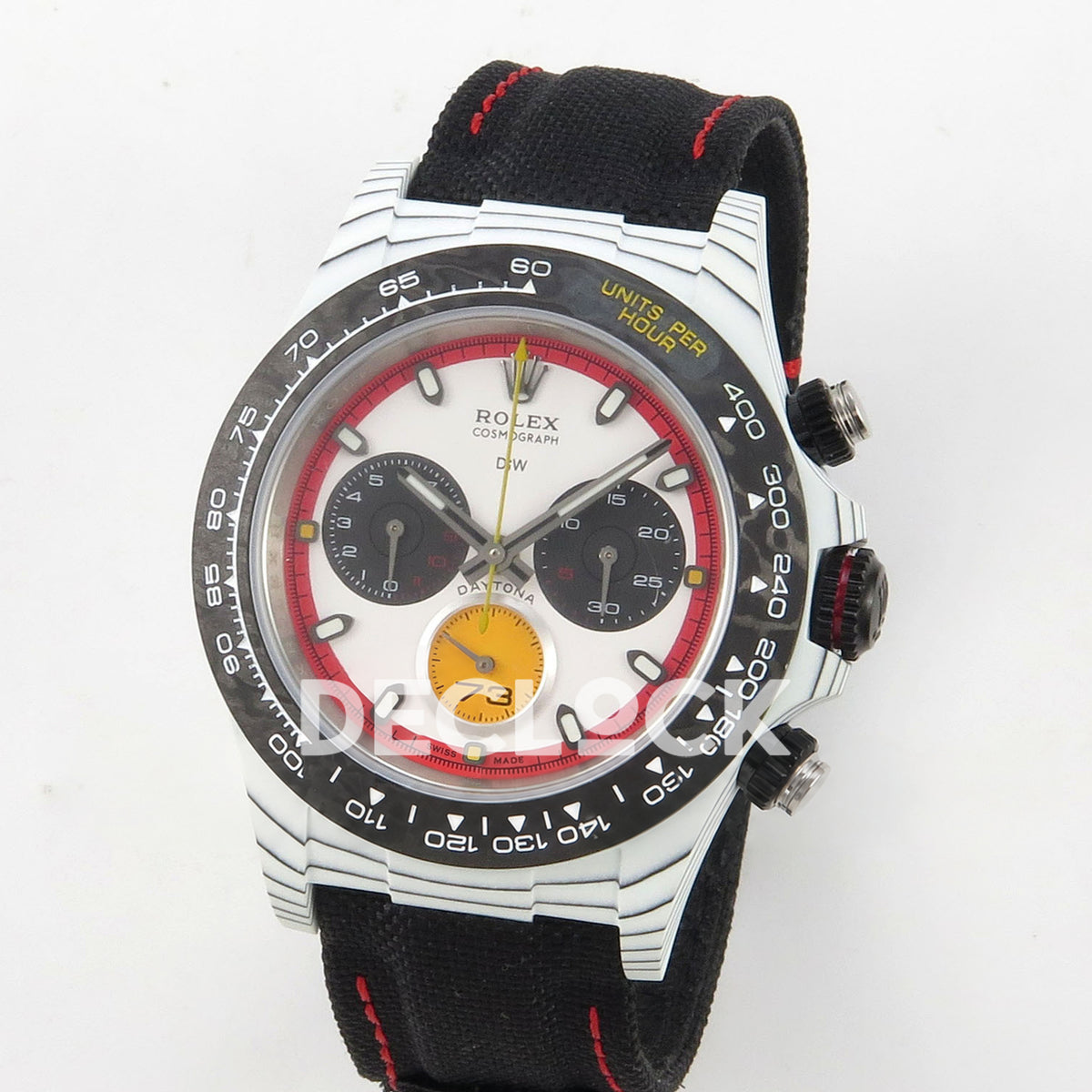 Rolex Daytona Custom DIW Ferrari White Red DIWF DD4801 replica - angled front