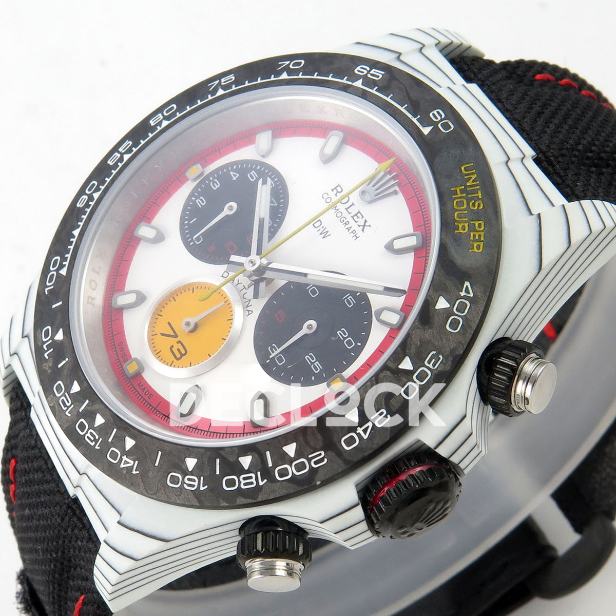 Rolex Daytona Custom DIW Ferrari White Red DIWF DD4801 replica - crown side front