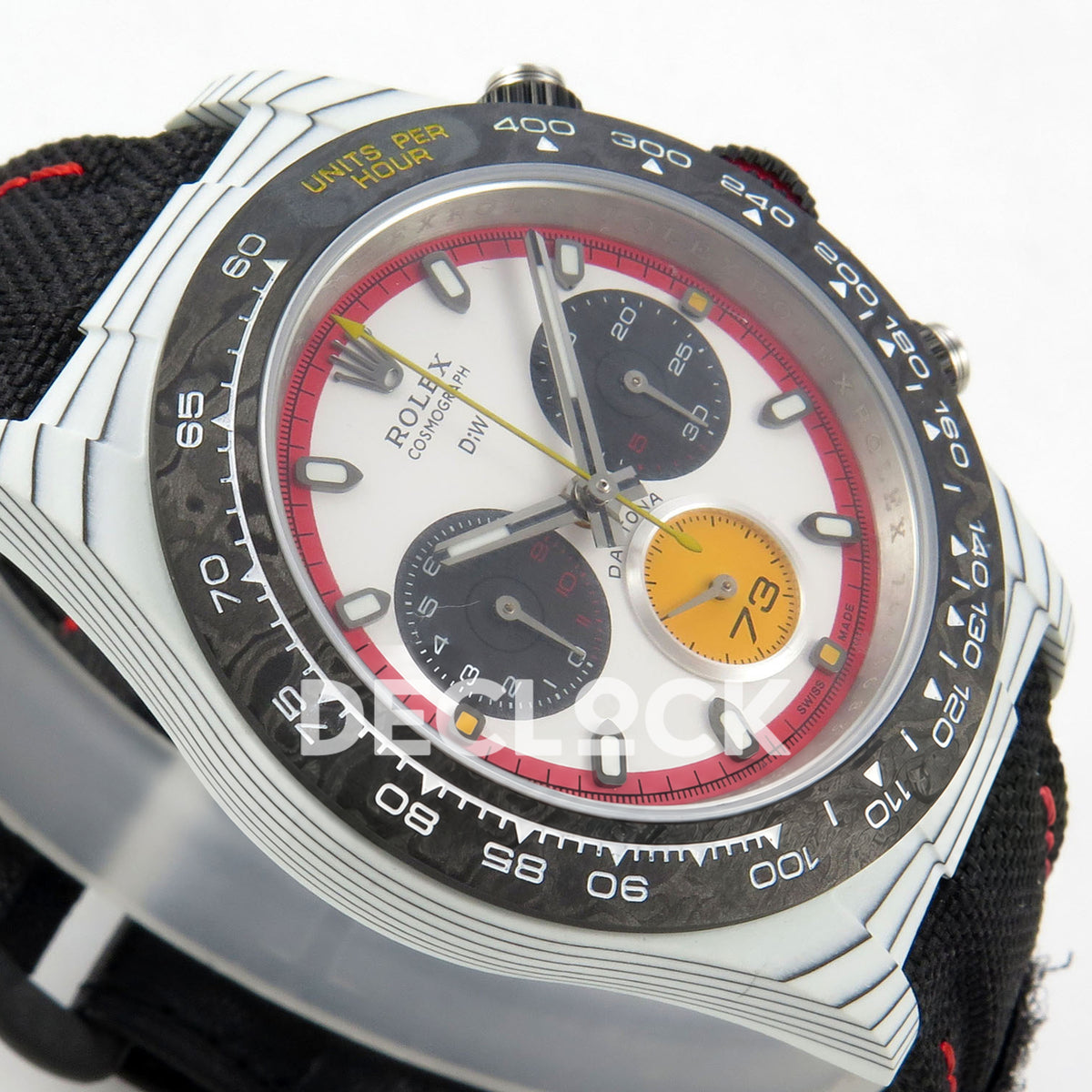 Rolex Daytona Custom DIW Ferrari White Red DIWF DD4801 replica - opposite angled front