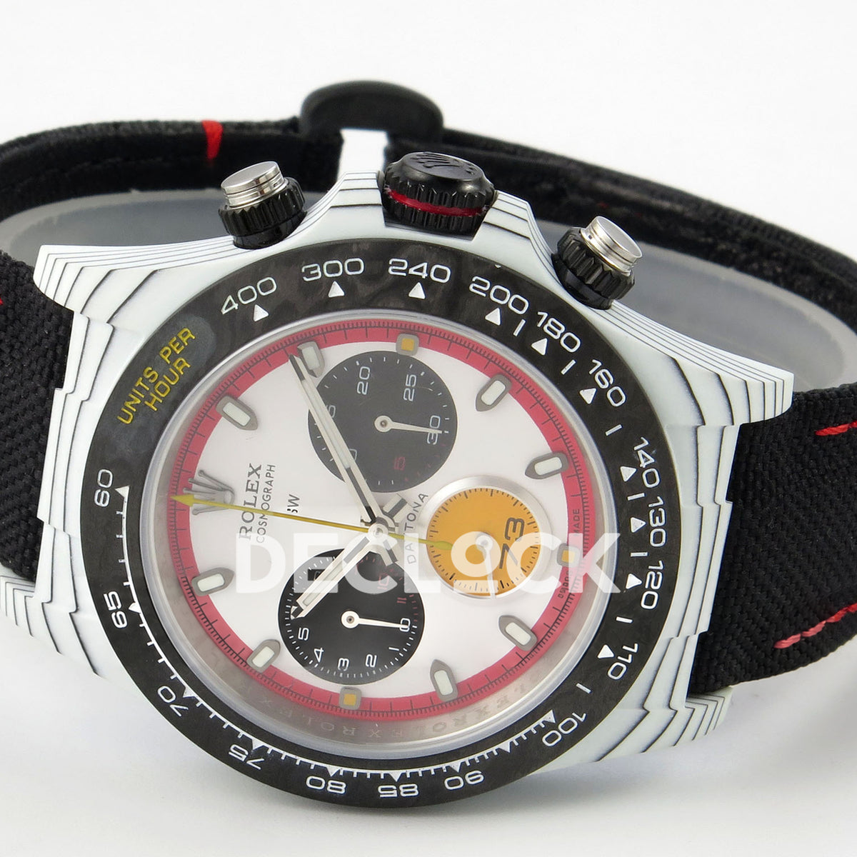 Rolex Daytona Custom DIW Ferrari White Red DIWF DD4801 replica - rotated front