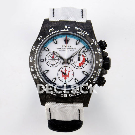 Rolex Daytona Custom DIW 'Maserati' Black Carbon White Dial ANTF DD4801 replica - front