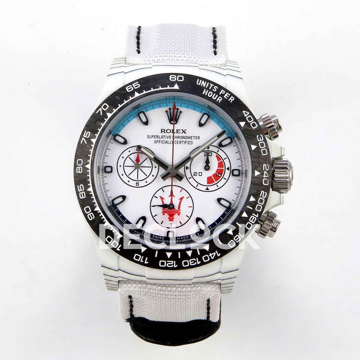 Rolex Daytona Custom DIW 'Maserati' White Carbon White Dial ANTF DD4801 replica - front