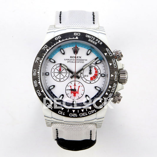 Rolex Daytona Custom DIW 'Maserati' White Carbon White Dial ANTF DD4801 replica - front