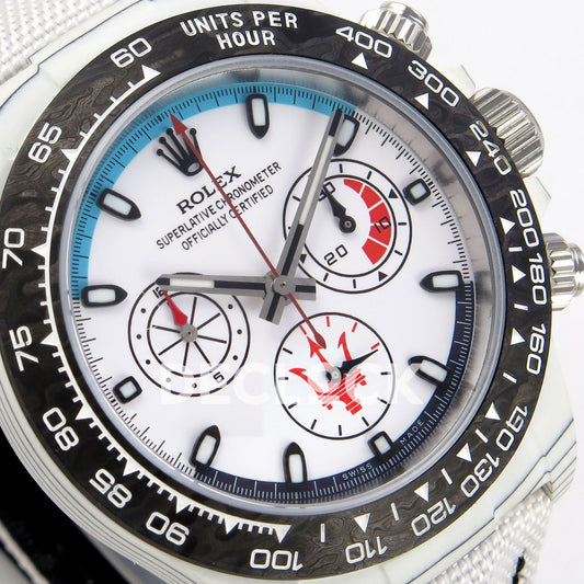 Rolex Daytona Custom DIW 'Maserati' White Carbon White Dial ANTF DD4801 replica - dial angle left