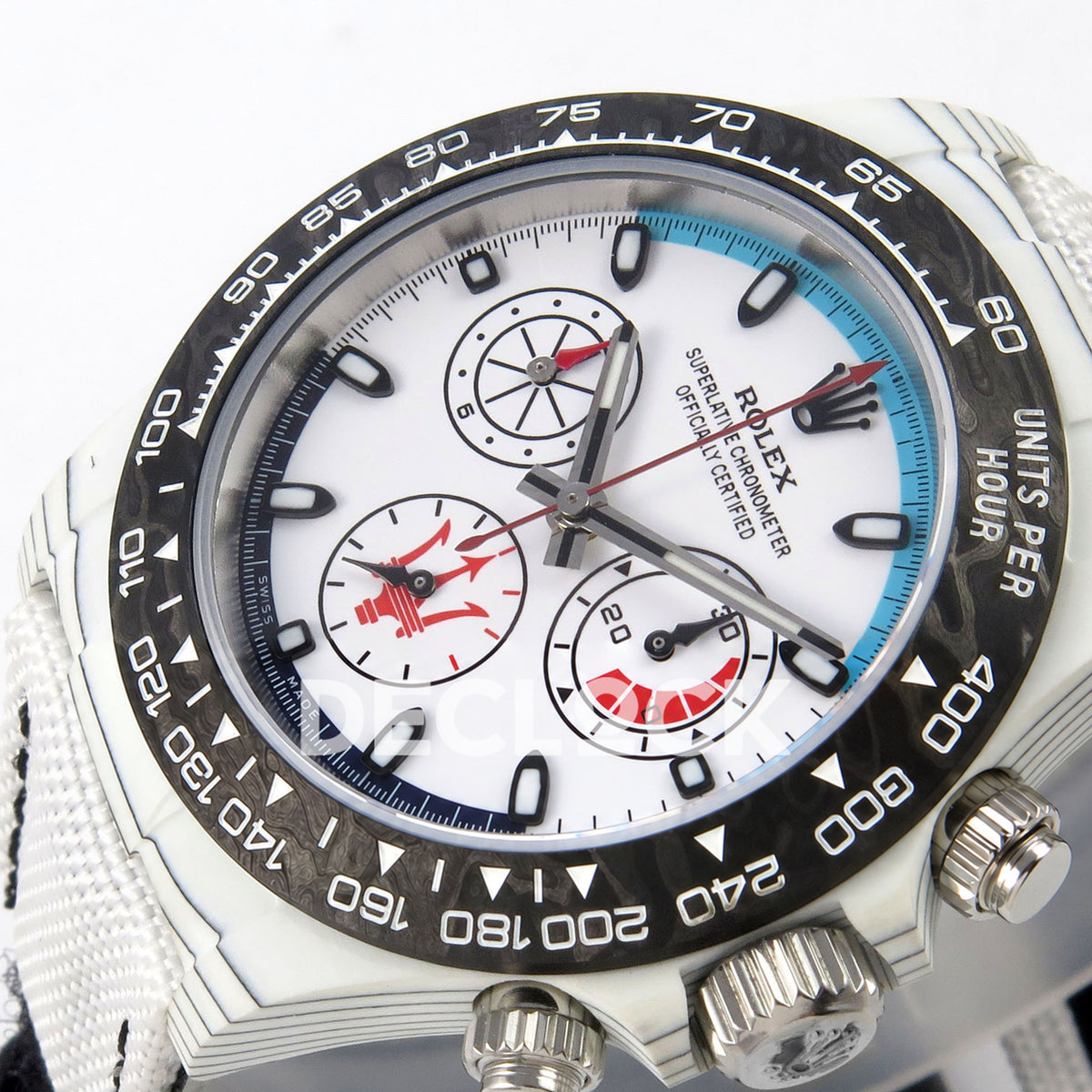 Rolex Daytona Custom DIW 'Maserati' White Carbon White Dial ANTF DD4801 replica - dial angle right
