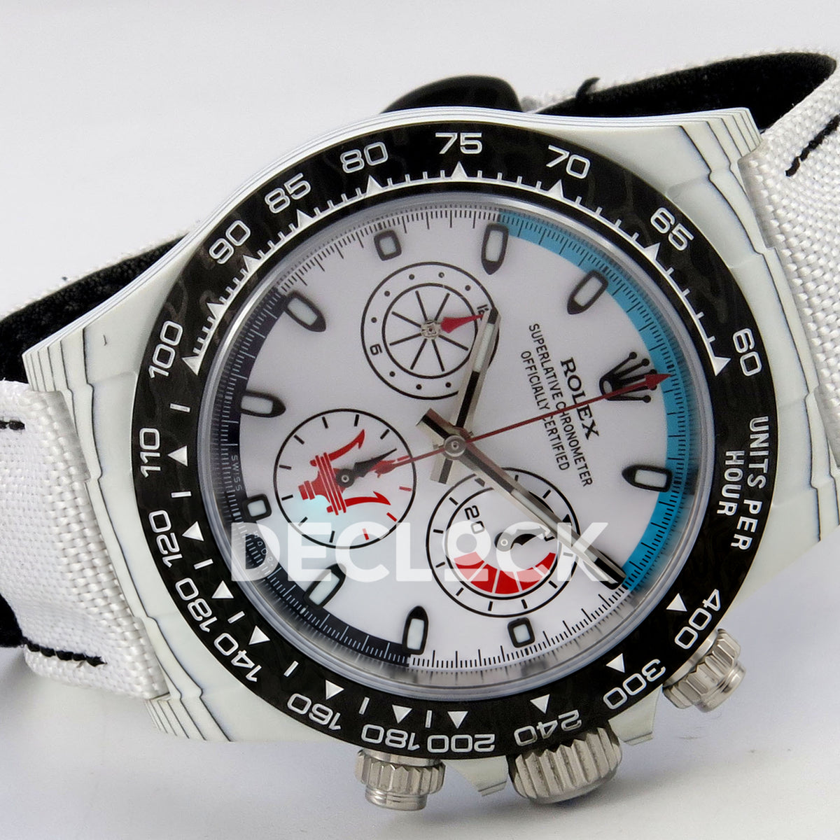 Rolex Daytona Custom DIW 'Maserati' White Carbon White Dial ANTF DD4801 replica - full watch left