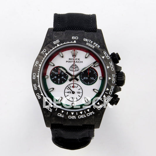 Rolex Daytona Custom DIW 'Maybach' Black Carbon White Dial ANTF DD4801 replica - front