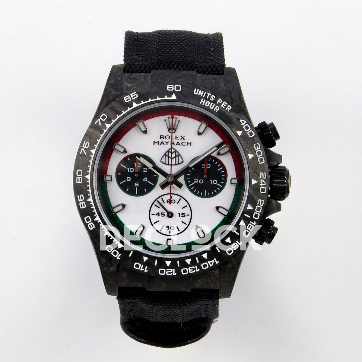 Rolex Daytona Custom DIW 'Maybach' Black Carbon White Dial ANTF DD4801 replica - front