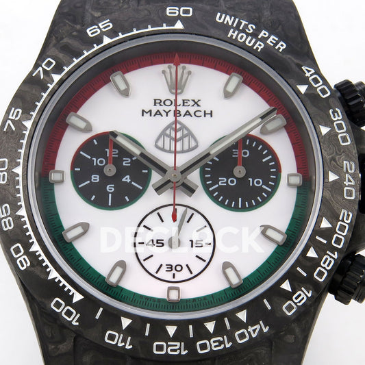 Rolex Daytona Custom DIW 'Maybach' Black Carbon White Dial ANTF DD4801 replica - dial closeup