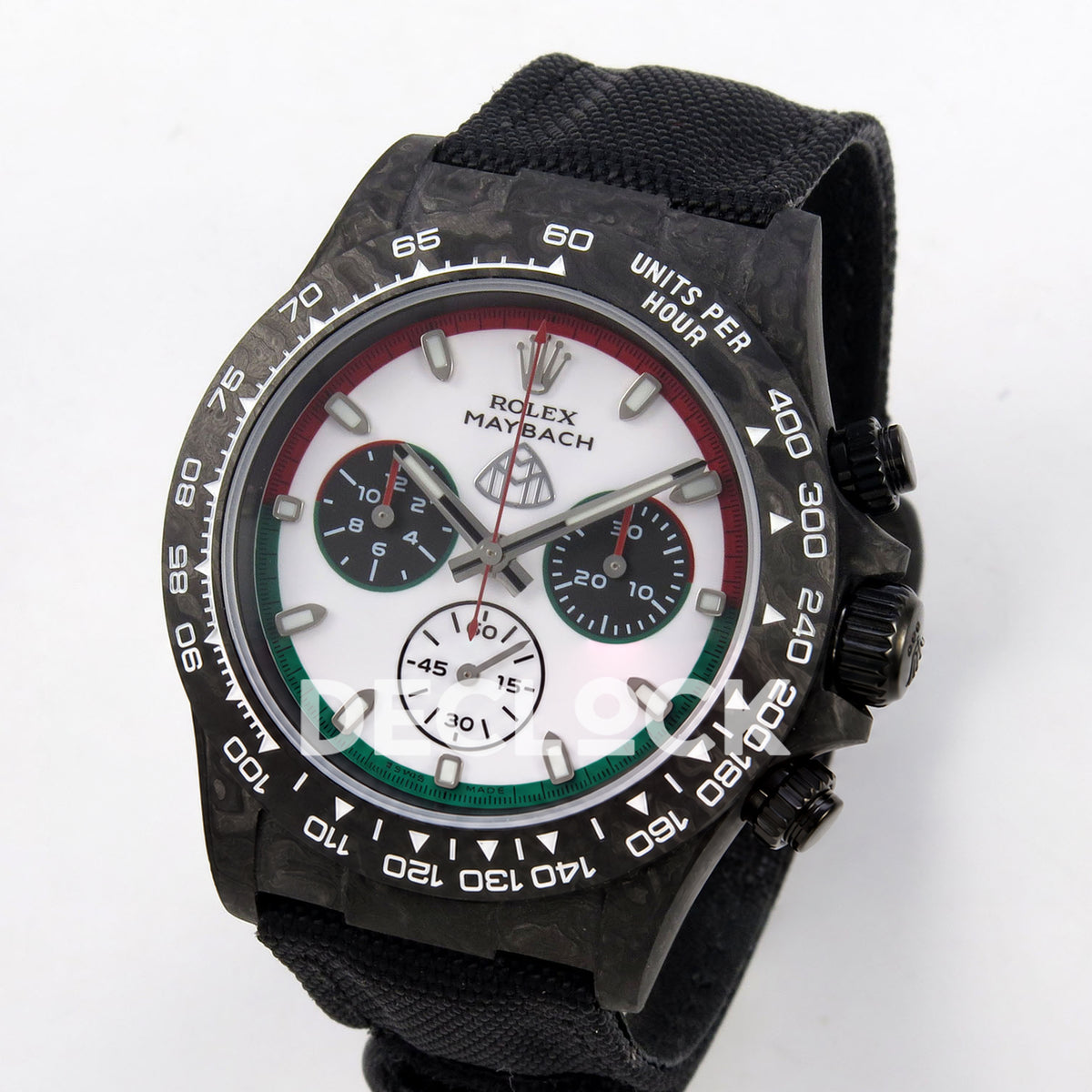 Rolex Daytona Custom DIW 'Maybach' Black Carbon White Dial ANTF DD4801 replica - three quarter