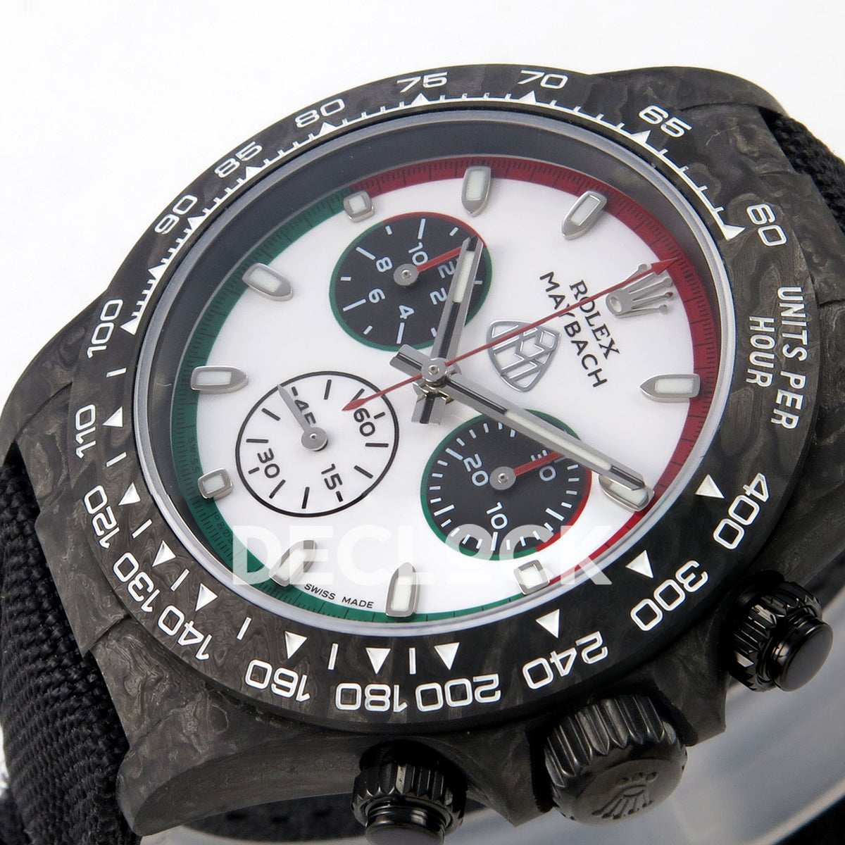Rolex Daytona Custom DIW 'Maybach' Black Carbon White Dial ANTF DD4801 replica - dial angle right