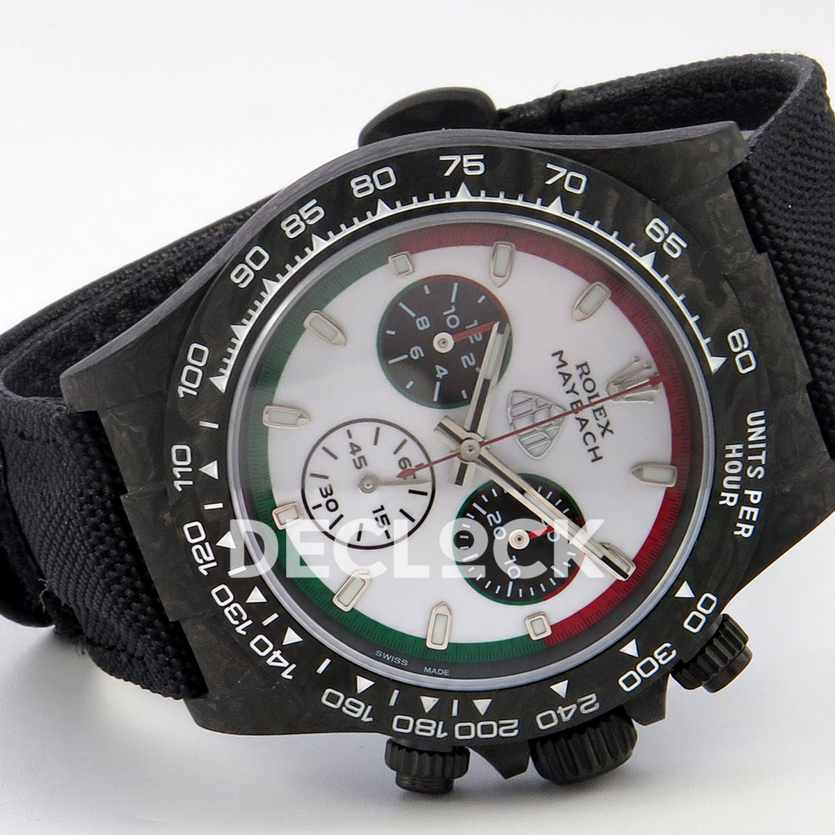 Rolex Daytona Custom DIW 'Maybach' Black Carbon White Dial ANTF DD4801 replica - full watch left