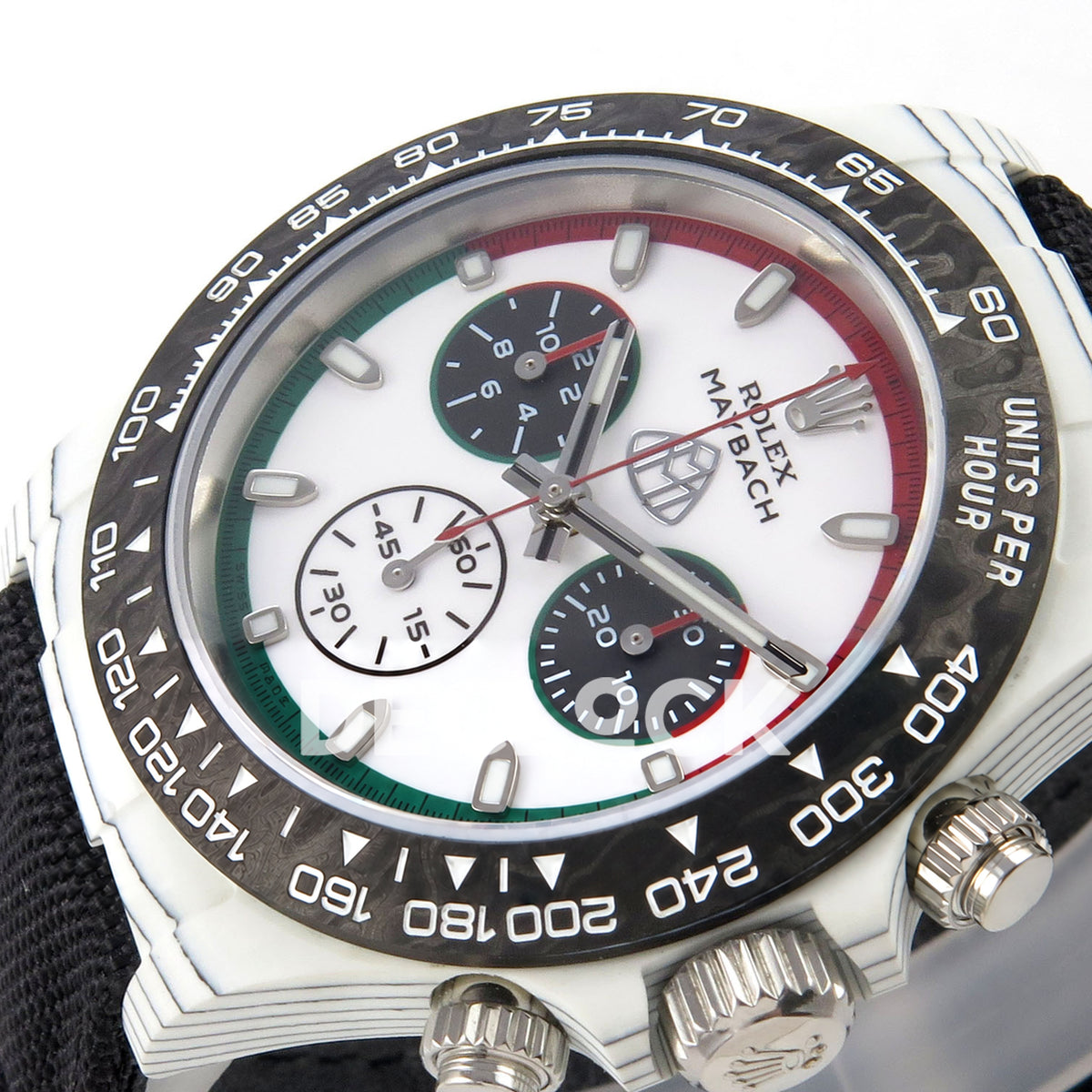 Rolex Daytona Custom DIW 'Maybach' White Carbon White Dial ANTF DD4801 replica - dial angle right