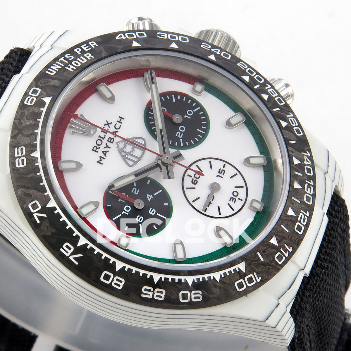 Rolex Daytona Custom DIW 'Maybach' White Carbon White Dial ANTF DD4801 replica - dial side angle