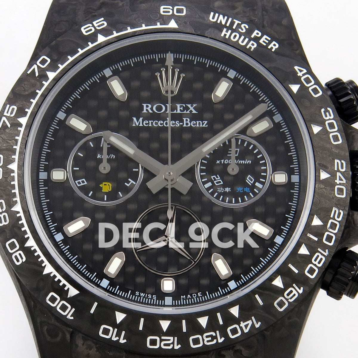 Rolex Daytona Custom DIW 'Mercedes' Black Carbon Black Carbon Fibre Dial ANTF DD4801 replica - dial closeup
