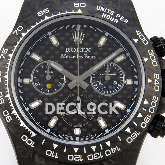 Rolex Daytona Custom DIW 'Mercedes' Black Carbon Black Carbon Fibre Dial ANTF DD4801 replica - dial closeup