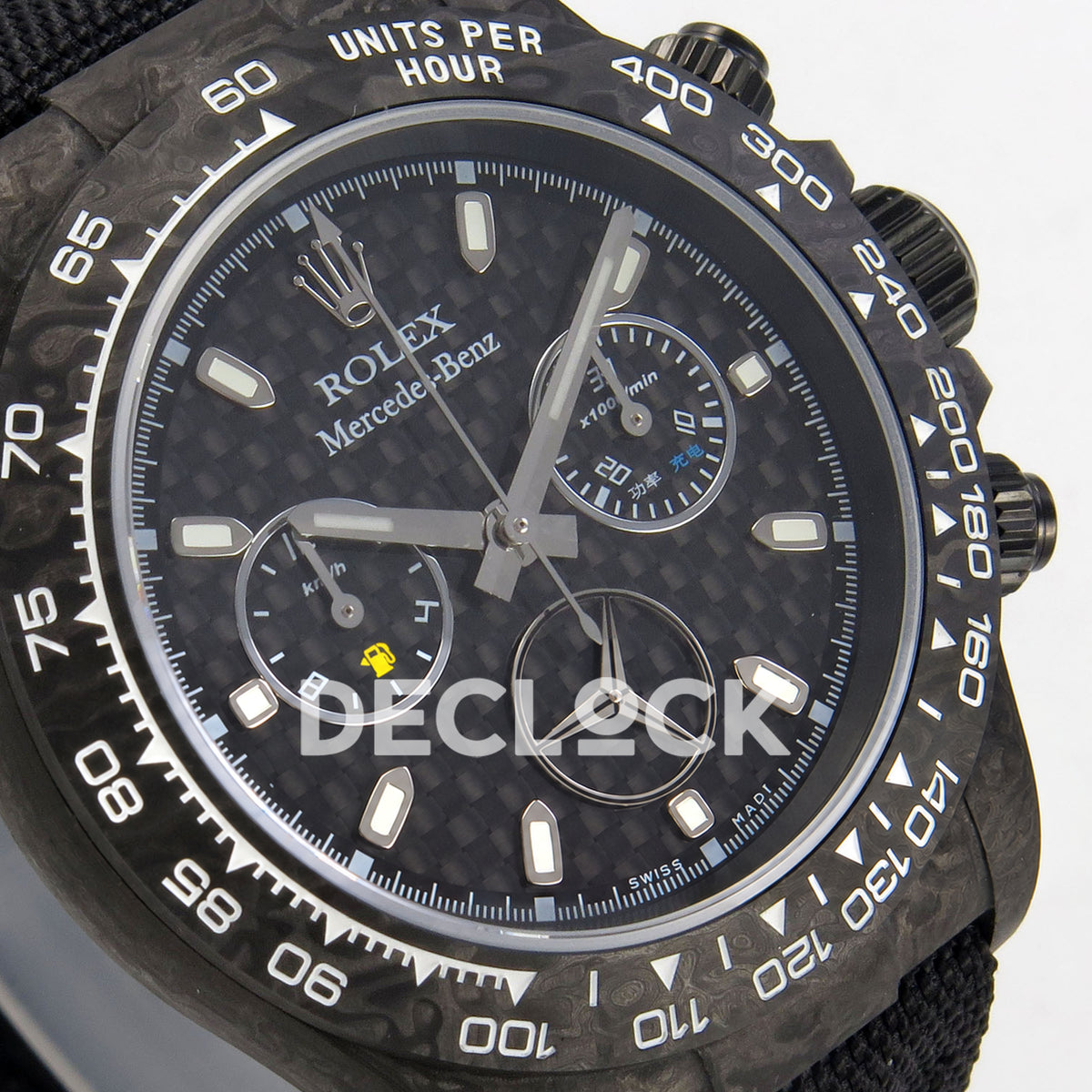 Rolex Daytona Custom DIW 'Mercedes' Black Carbon Black Carbon Fibre Dial ANTF DD4801 replica - dial angle left
