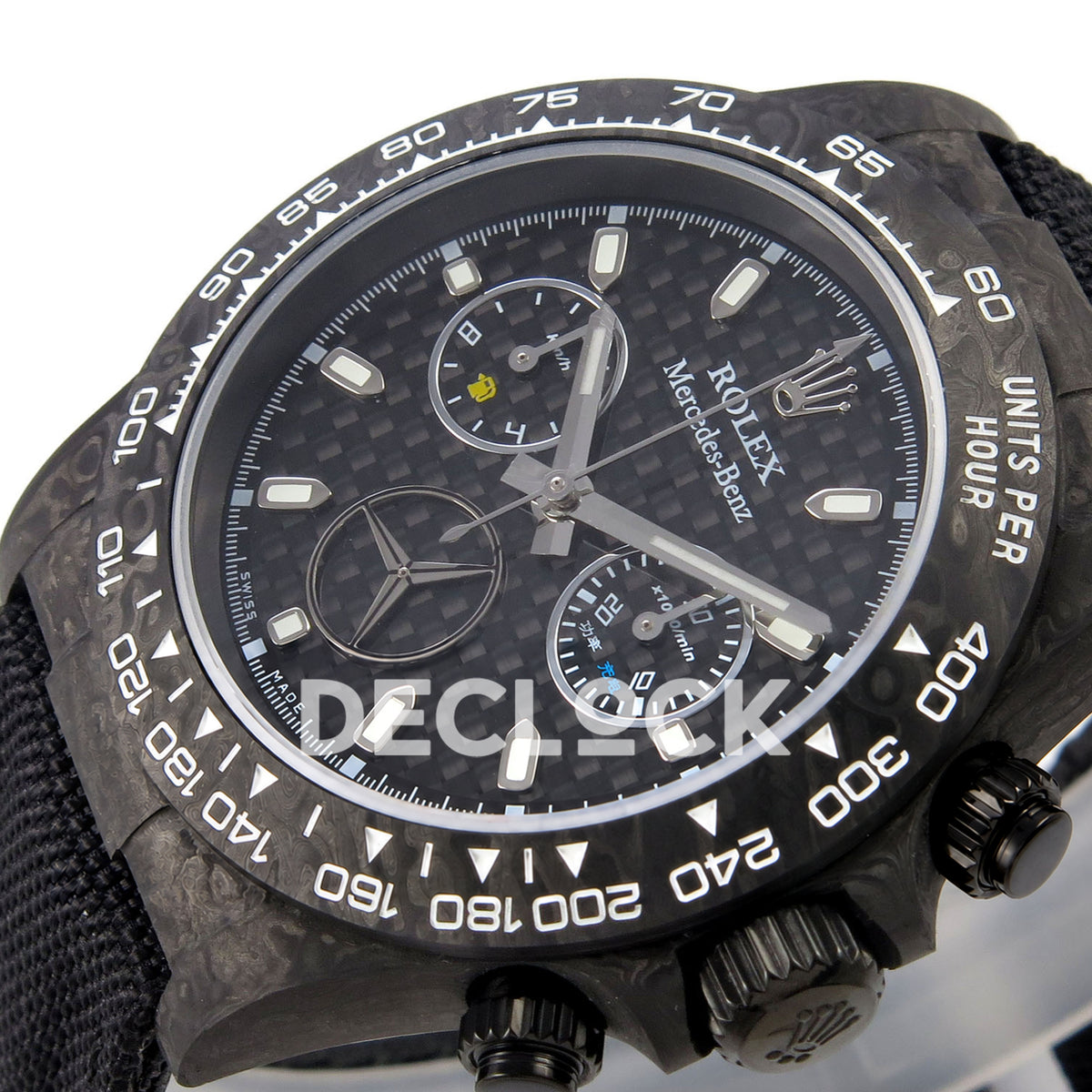 Rolex Daytona Custom DIW 'Mercedes' Black Carbon Black Carbon Fibre Dial ANTF DD4801 replica - dial angle right