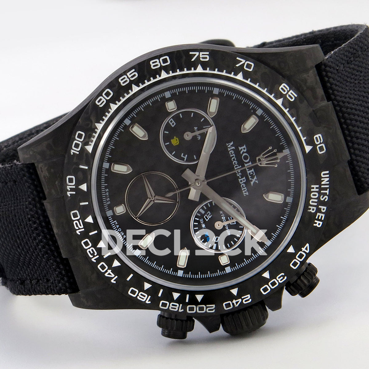 Rolex Daytona Custom DIW 'Mercedes' Black Carbon Black Carbon Fibre Dial ANTF DD4801 replica - full watch left