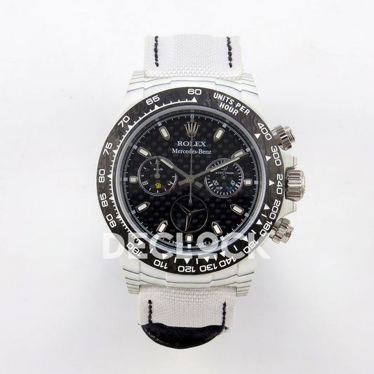 Rolex Daytona Custom DIW 'Mercedes' White Carbon Black Carbon Fibre Dial ANTF DD4801 replica - front