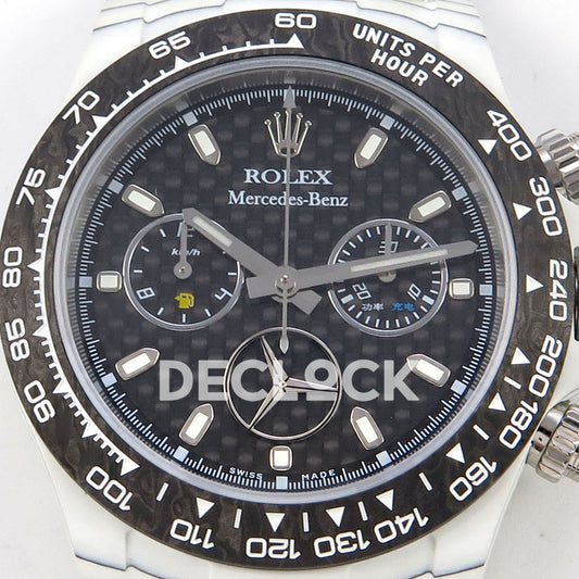 Rolex Daytona Custom DIW 'Mercedes' White Carbon Black Carbon Fibre Dial ANTF DD4801 replica - dial closeup