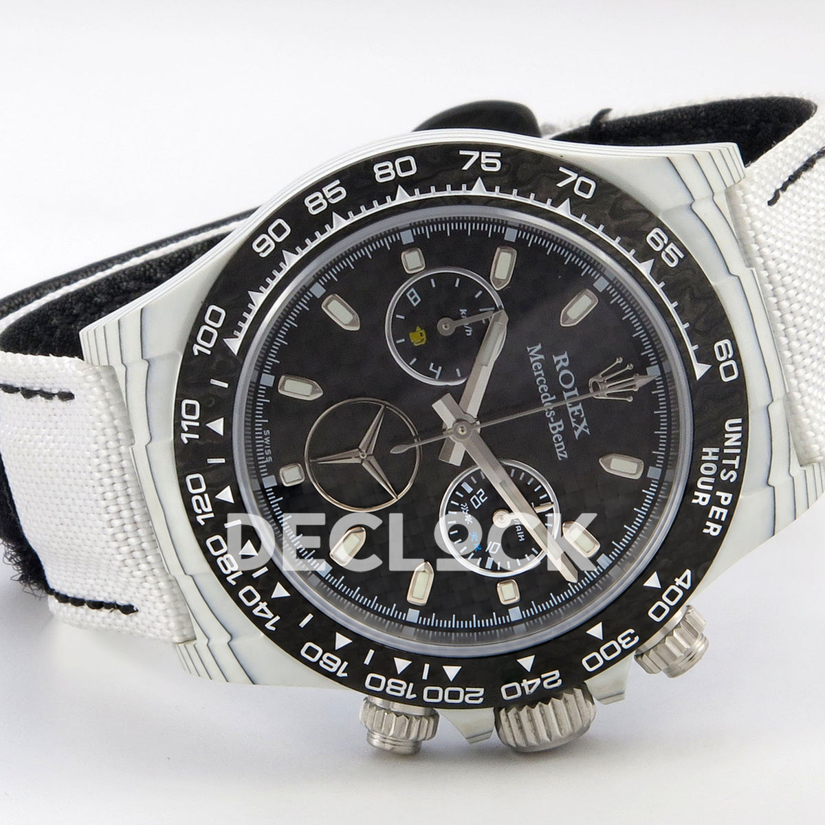 Rolex Daytona Custom DIW 'Mercedes' White Carbon Black Carbon Fibre Dial ANTF DD4801 replica - full watch left
