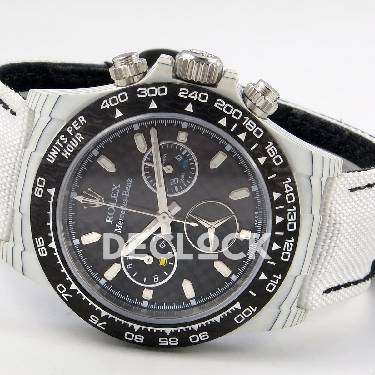 Rolex Daytona Custom DIW 'Mercedes' White Carbon Black Carbon Fibre Dial ANTF DD4801 replica - full watch right