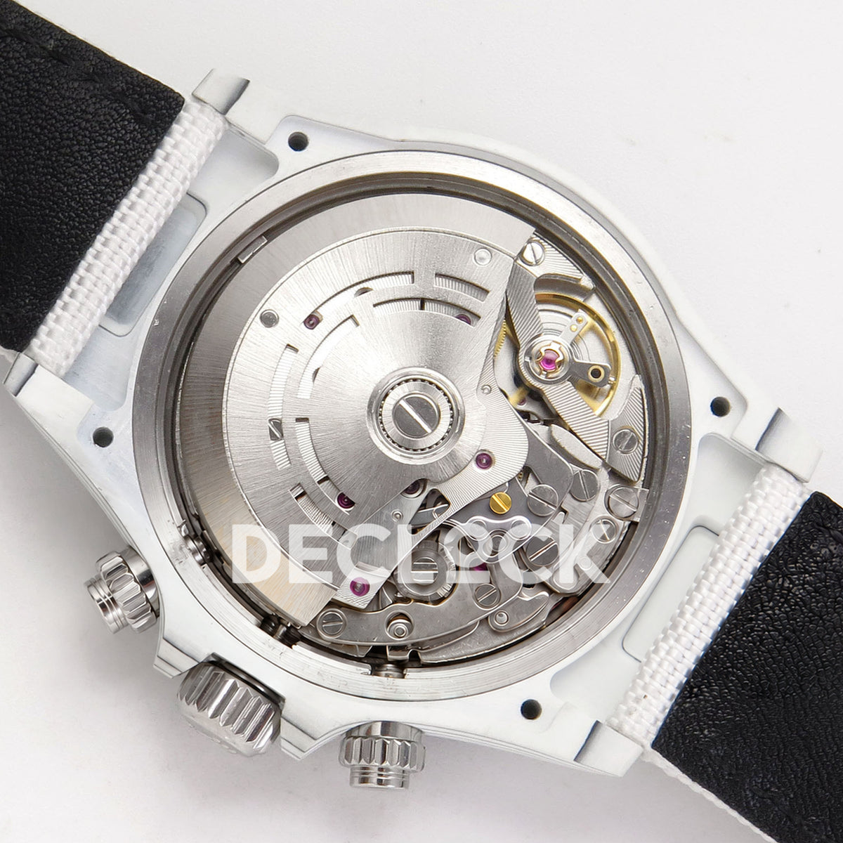 Rolex Daytona Custom DIW 'Mercedes' White Carbon Black Carbon Fibre Dial ANTF DD4801 replica - movement back angle